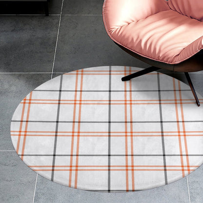 Round Plush Bath Mat- Fall Tartan Plaid