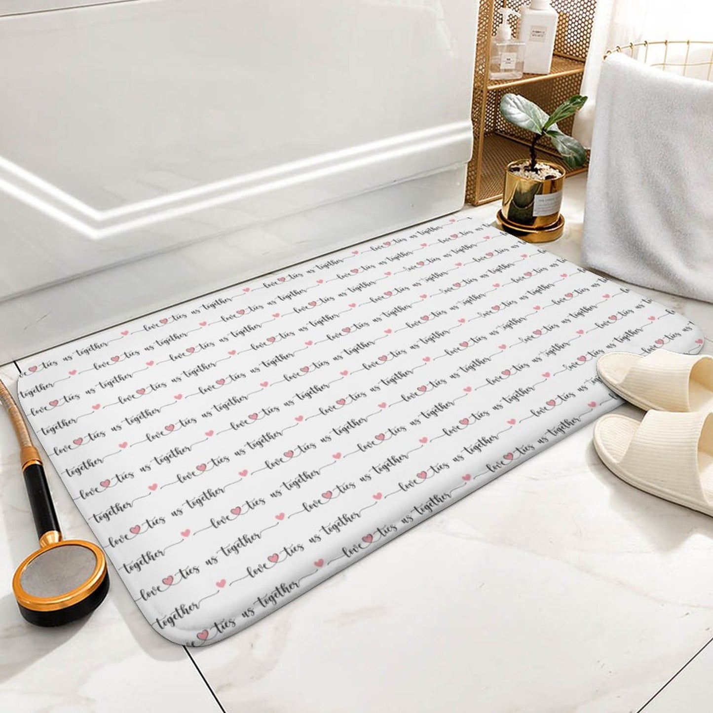 Plush Bath Mat- Valentine Love Ties