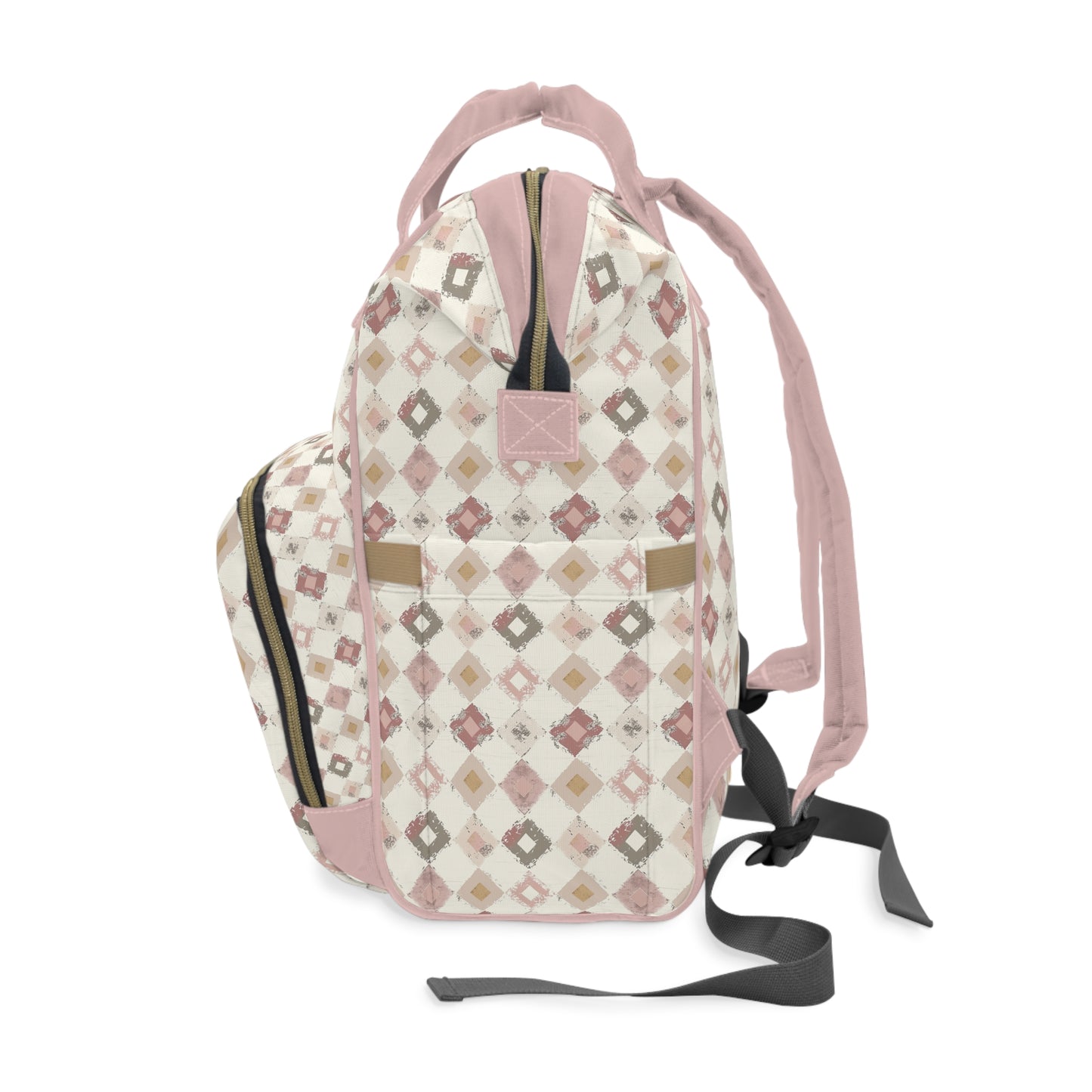 Boho Pink and Cream Multifunctional Diaper Backpack