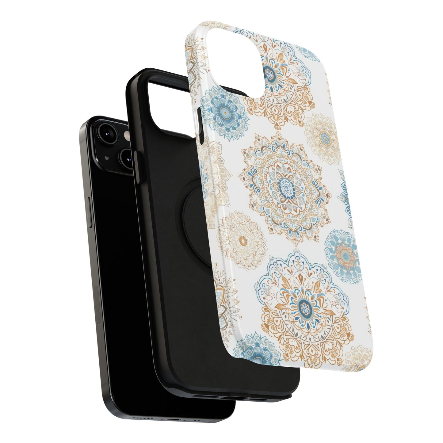 Impact-Resistant Cases, Blue Gold Boho Fun