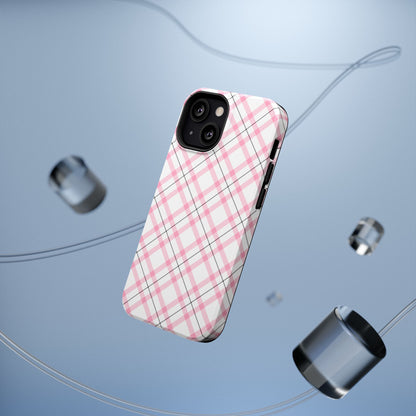 Impact-Resistant Phone Case - Pink Black Plaid