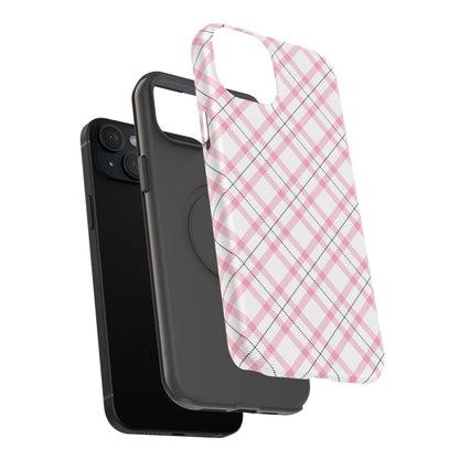 Impact-Resistant Phone Case - Pink Black Plaid