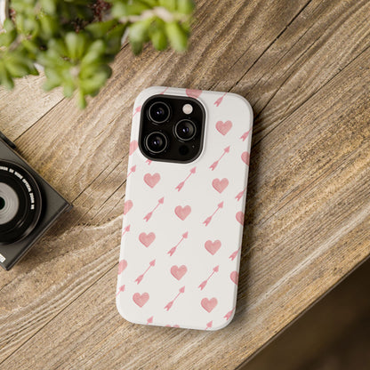 Impact-Resistant Cases - Valentine's Day Watercolor Arrow Hearts