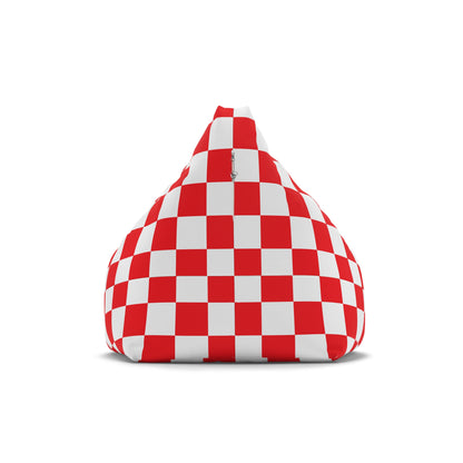 Red and White Checkerboard Bean Bag Chair Cover