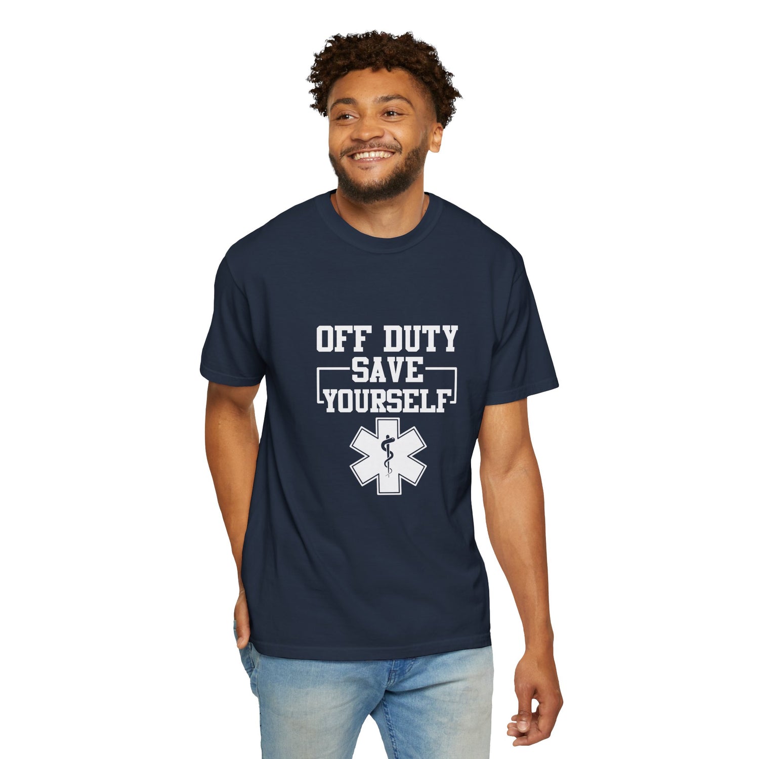 Unisex Off Duty T-Shirt, EMS Gift, First Responder Tee, Paramedic Humor Shirt, Casual Wear, Emergency Services Apparel
