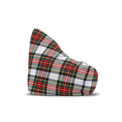 Christmas Tartan Plaid White Bean Bag Chair Cover