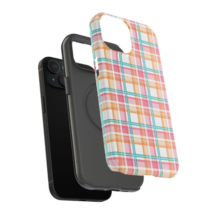 Impact-Resistant Phone Case - Summer Plaid Pink