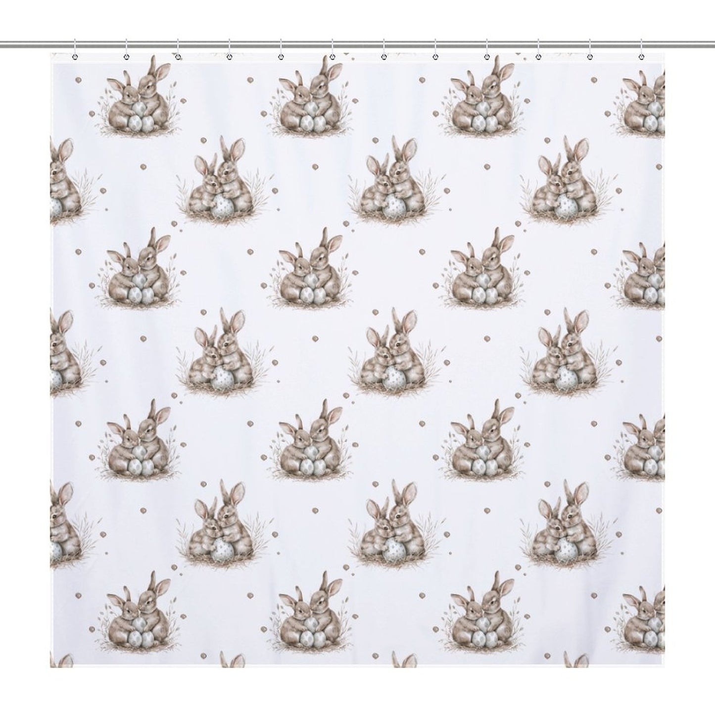 Lightweight Shower Curtain-Watercolor Bunny Eggs