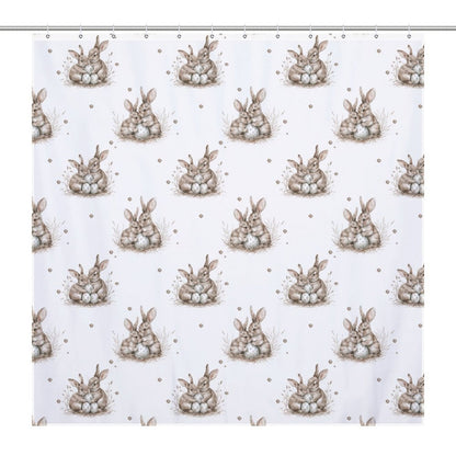 Lightweight Shower Curtain-Watercolor Bunny Eggs