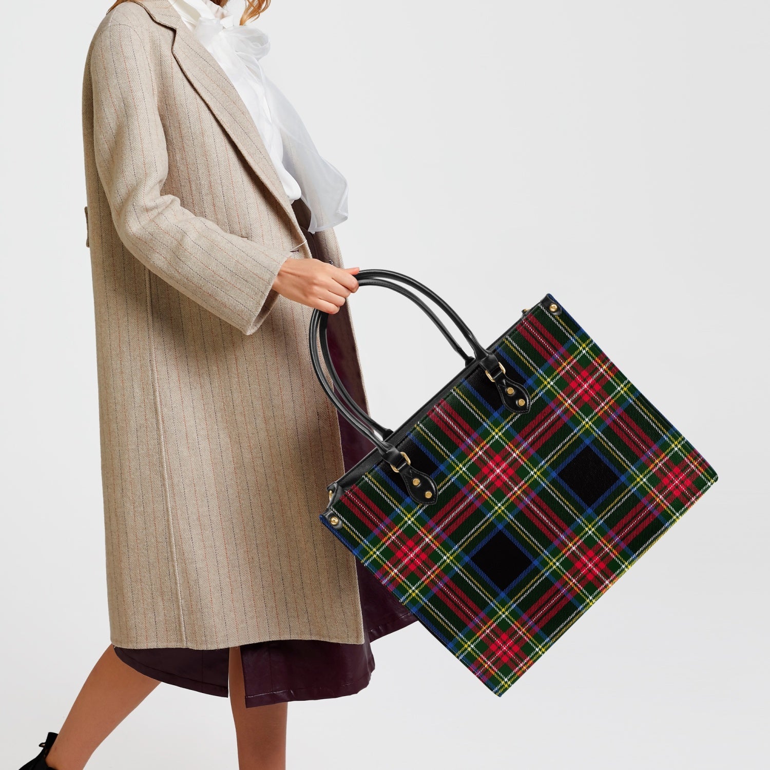 Elegant Classic Tote for Women Holiday Plaid