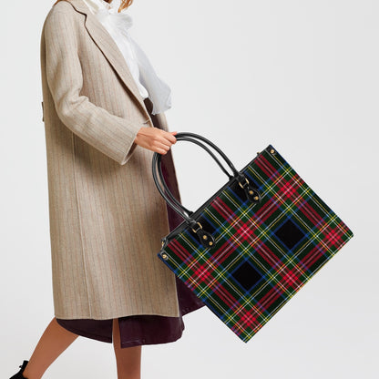 Structured Handbag- Holiday Tartan Plaid Black