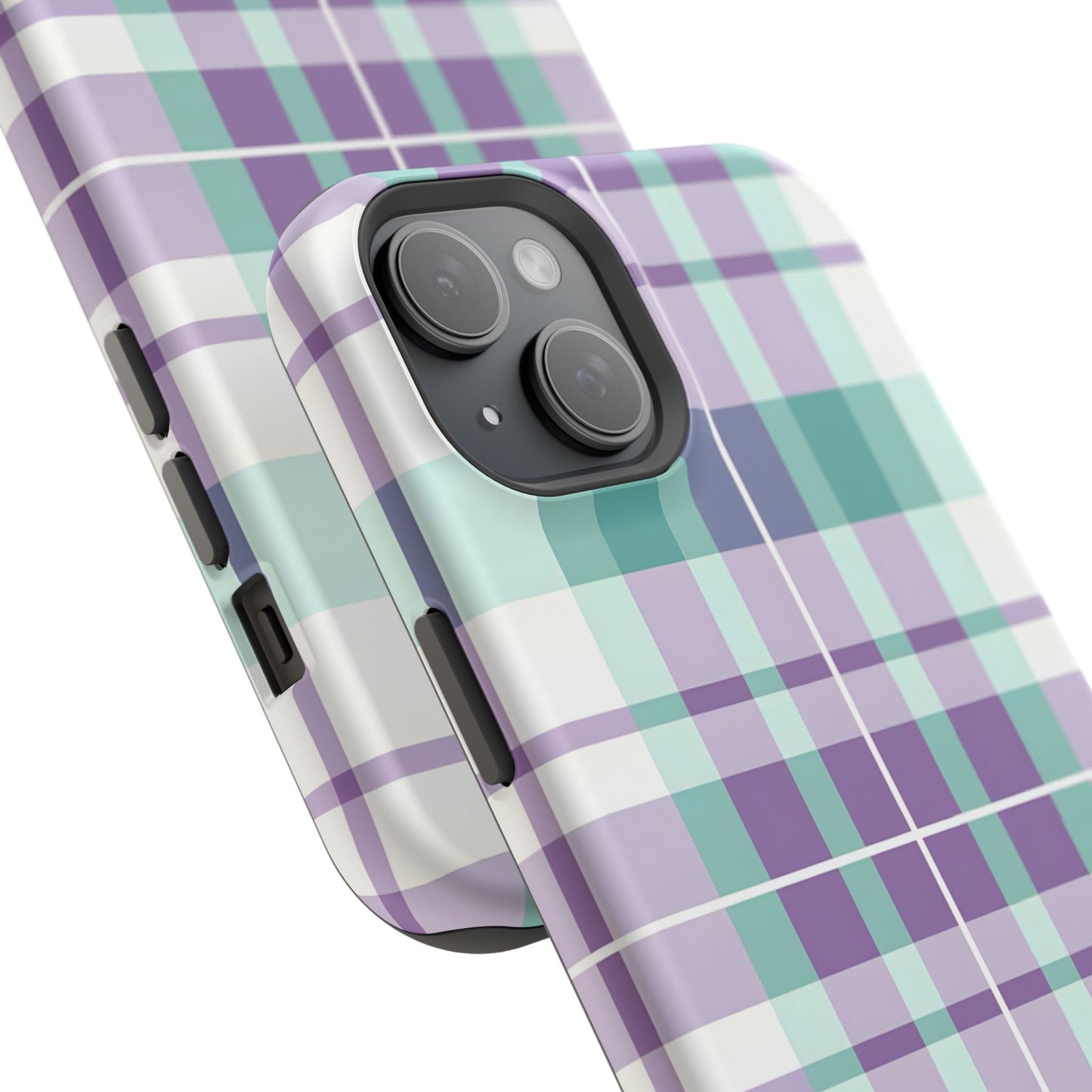 Impact-Resistant Phone Case - Spring Plaid Purple