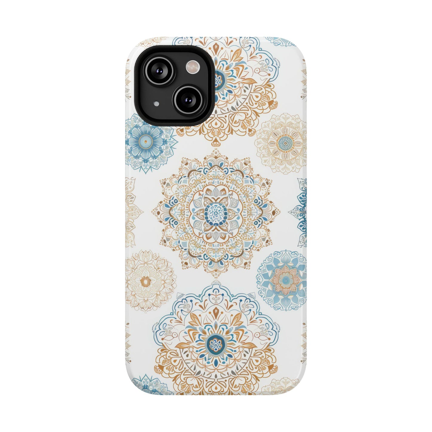 Impact-Resistant Cases, Blue Gold Boho Fun