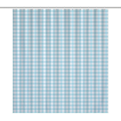 Lightweight Shower Curtain- Spring Gingham Aqua