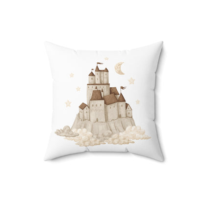 Spun Polyester Square Pillow with Removable Cover Watercolor Neutral Balloon Sandcastles