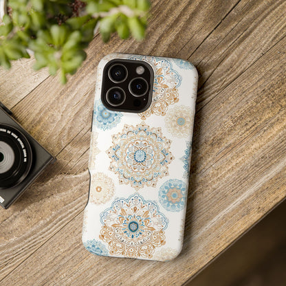 Impact-Resistant Cases, Blue Gold Boho Fun