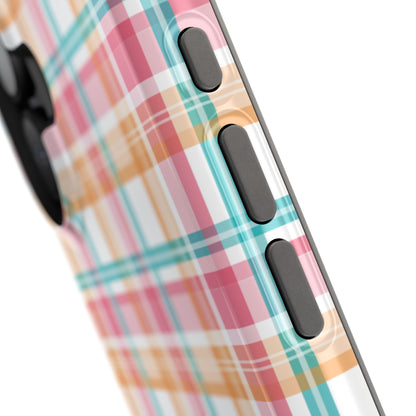 Impact-Resistant Phone Case - Summer Plaid Pink