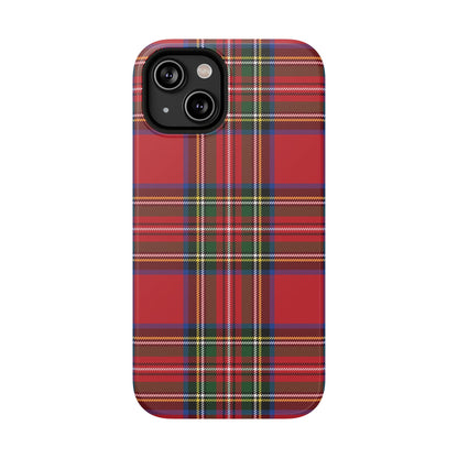 Impact-Resistant Phone Case-Holiday Tartan Plaid Red