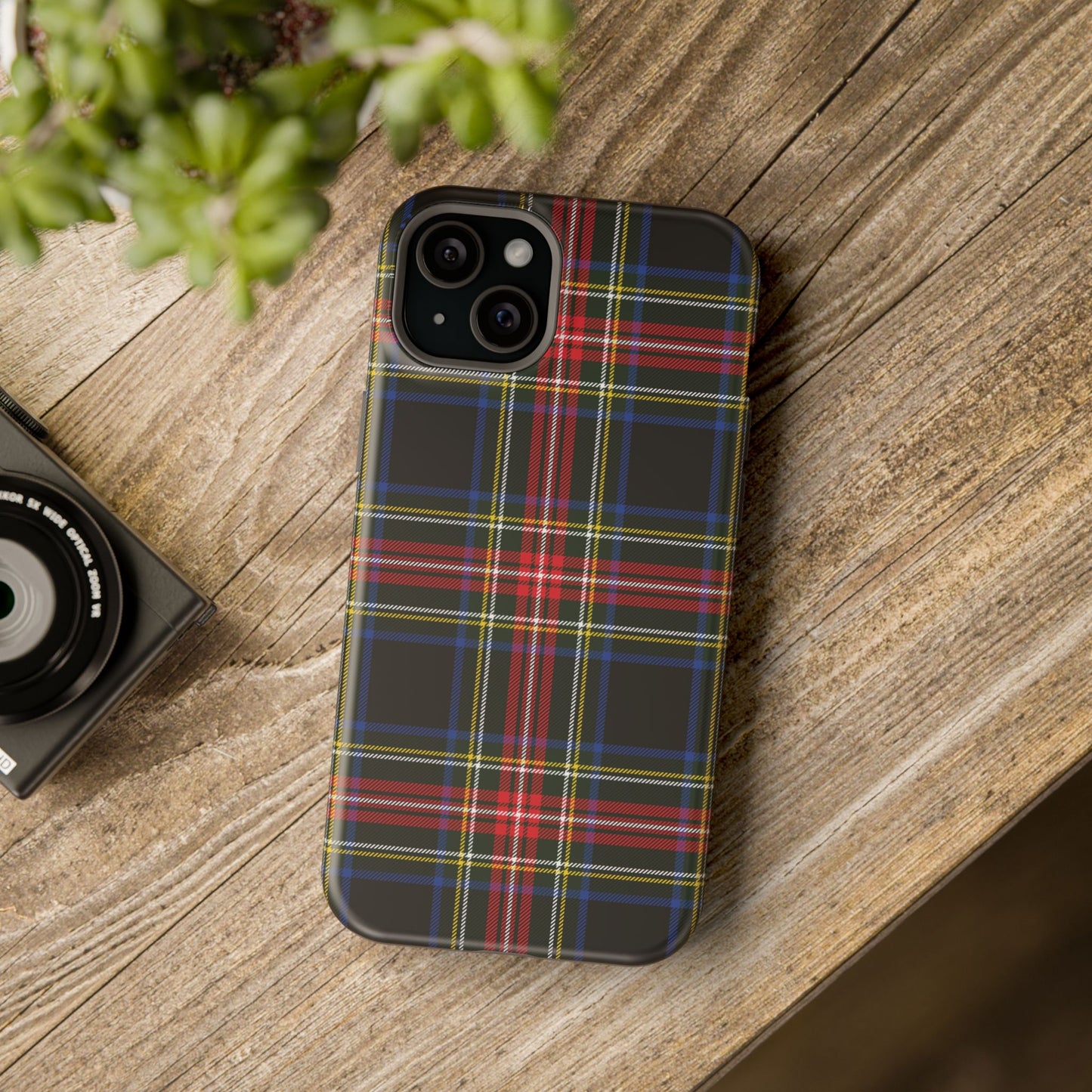 Impact-Resistant Holiday Phone Case-Christmas Tartan Plaid Black