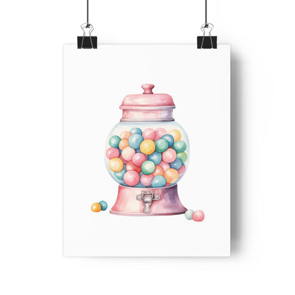 Giclée Art Print Watercolor Candy Land Bubble Gum Machine 2