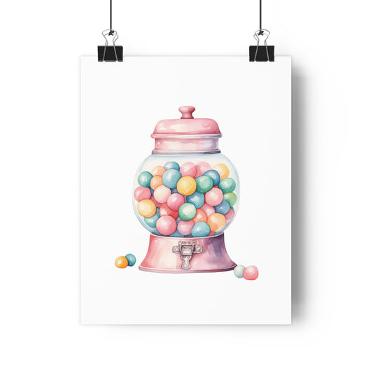 Giclée Art Print Watercolor Candy Land Bubble Gum Machine 2