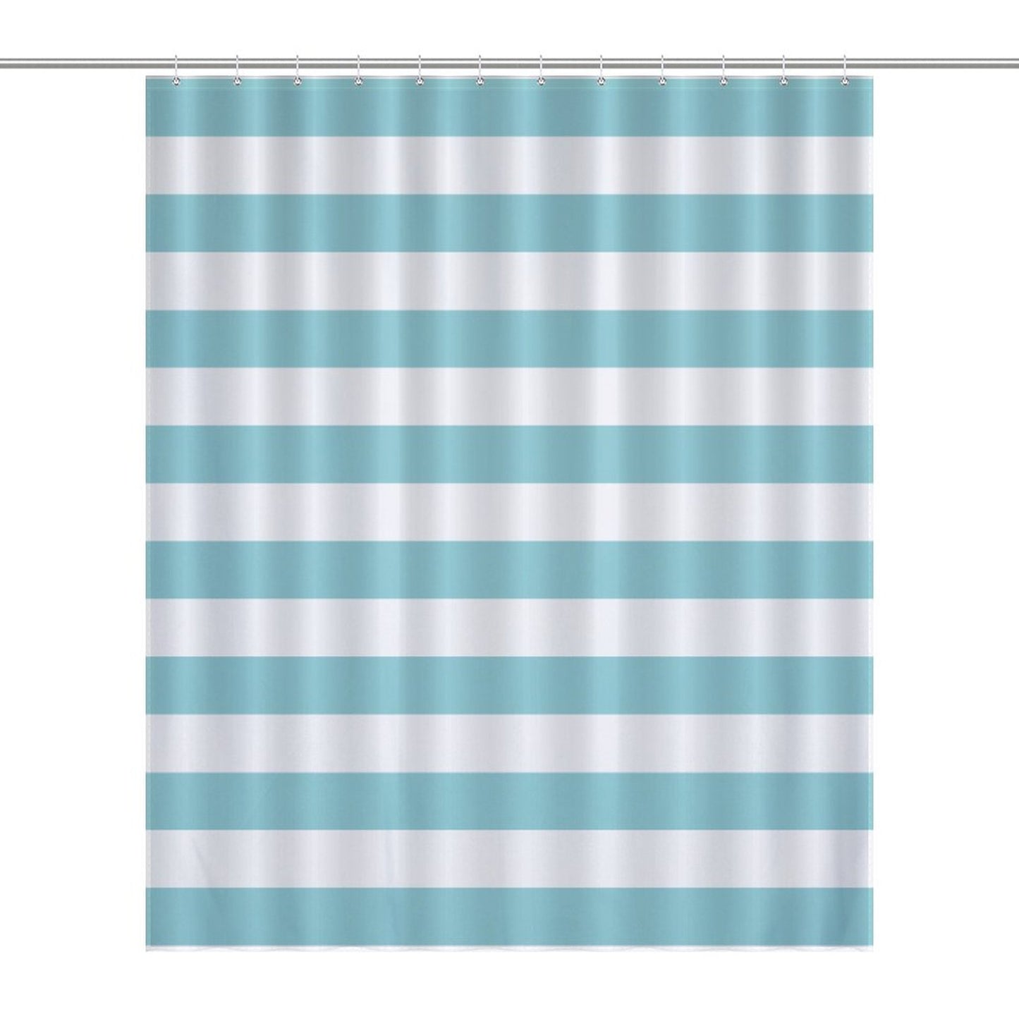 Lightweight Shower Curtain- Aqua Nautical Stripes