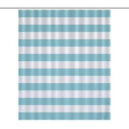 Lightweight Shower Curtain- Aqua Nautical Stripes