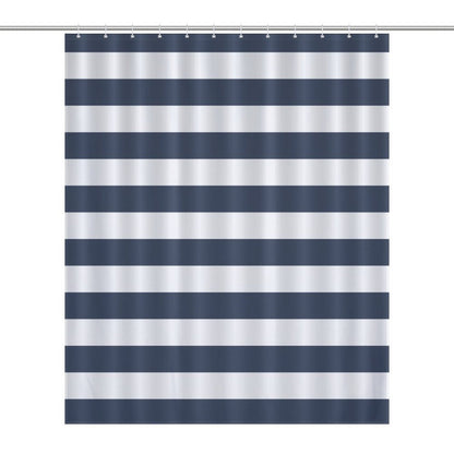 Lightweight Shower Curtain- Nautical Stripes Navy