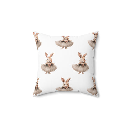 Spun Polyester Square Pillow with Removable Cover Watercolor Ballerina Bunnies