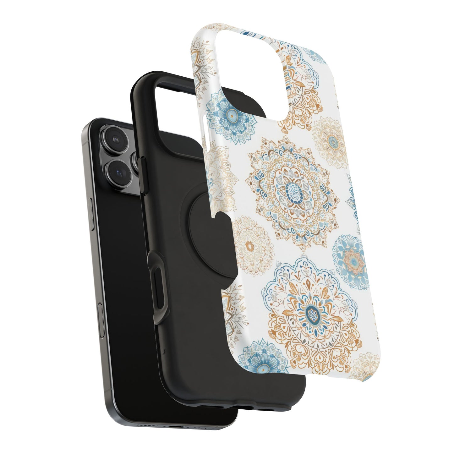 Impact-Resistant Cases, Blue Gold Boho Fun