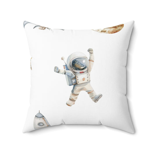 Spun Polyester Square Pillow with Removable Cover Watercolor Astronauts Multi