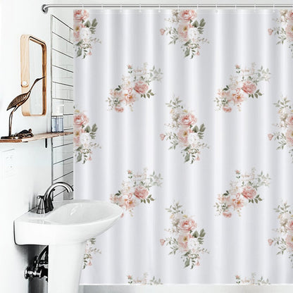 Lightweight Shower Curtain- Elegant Coral Floral