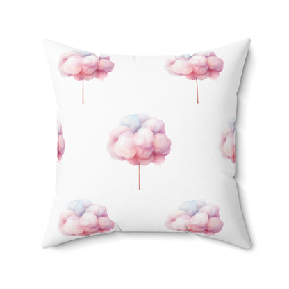 Spun Polyester Square Pillow with Removable Cover Watercolor Candy Land Cotton Candy