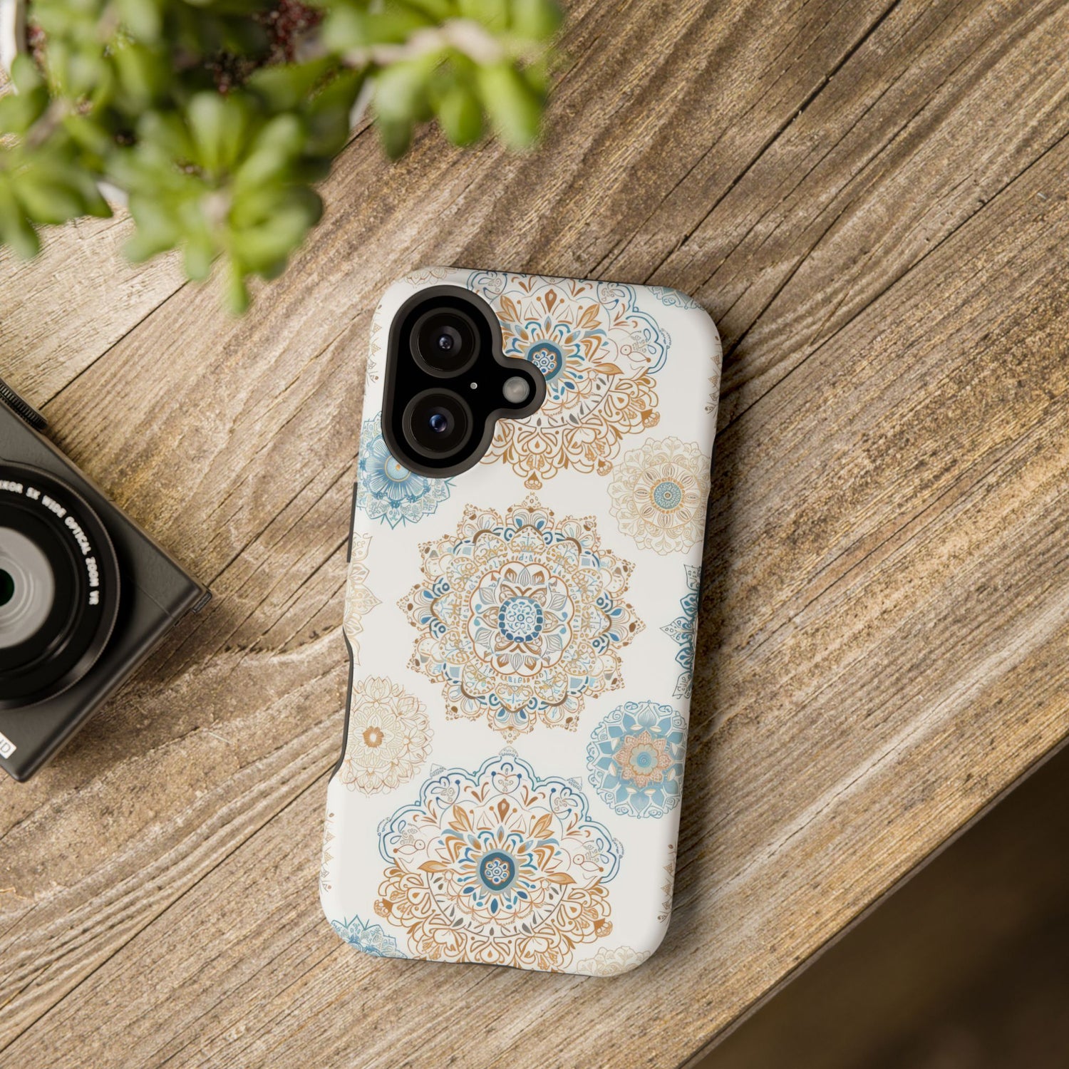Impact-Resistant Cases, Blue Gold Boho Fun