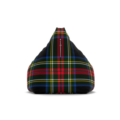 Christmas Tartan Plaid Black Bean Bag Chair Cover