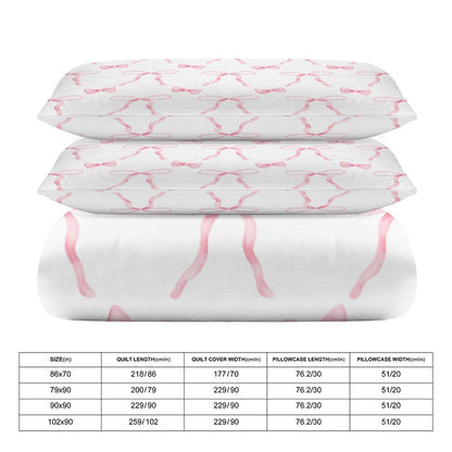 Coquette Duvet Bedding Set-90"x90" Full-Queen Watercolor Coquette Pink Bow Duvet