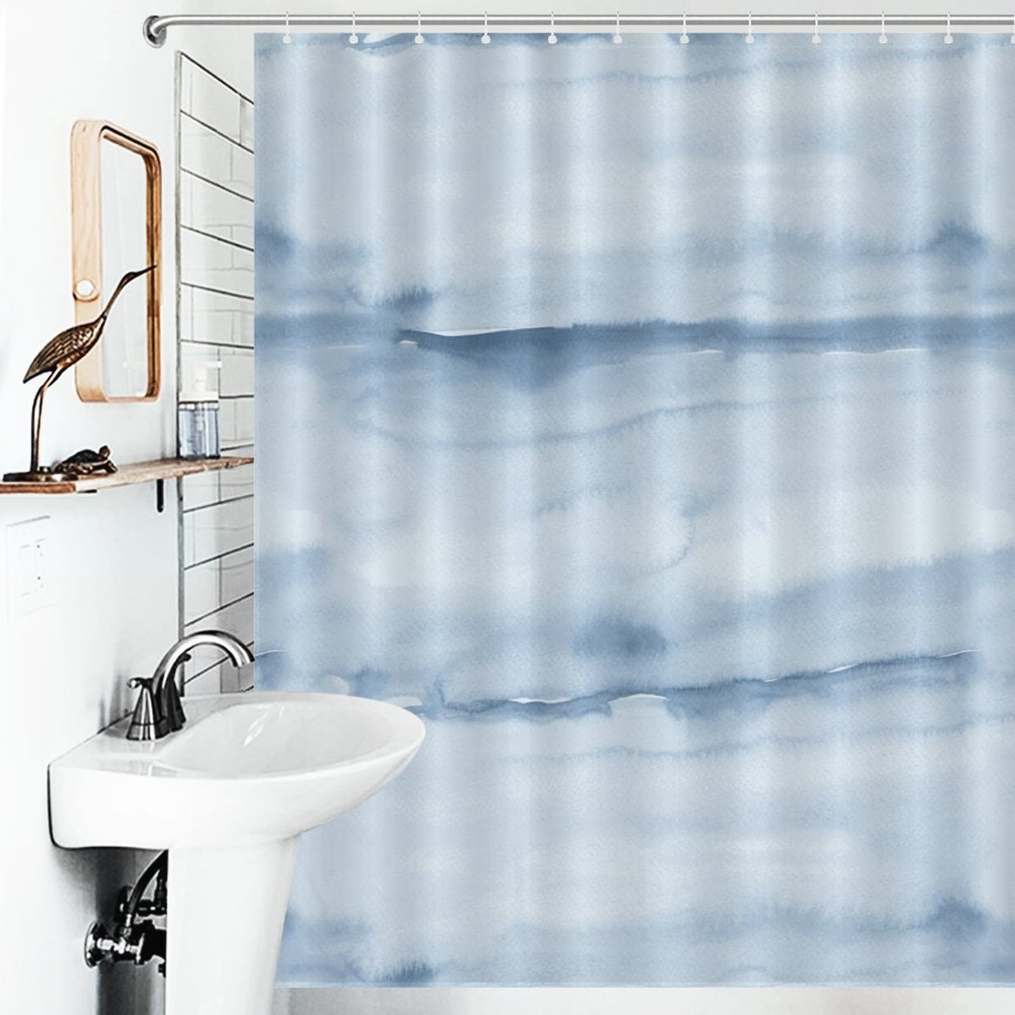 Lightweight Shower Curtain- Morning Stories Blue