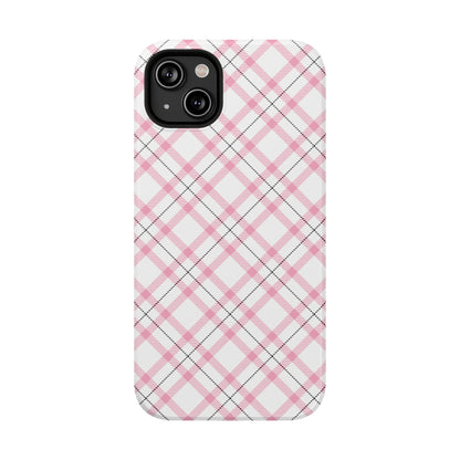 Impact-Resistant Phone Case - Pink Black Plaid