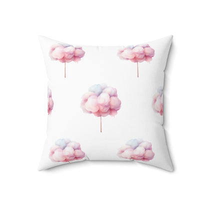 Spun Polyester Square Pillow with Removable Cover Watercolor Candy Land Cotton Candy