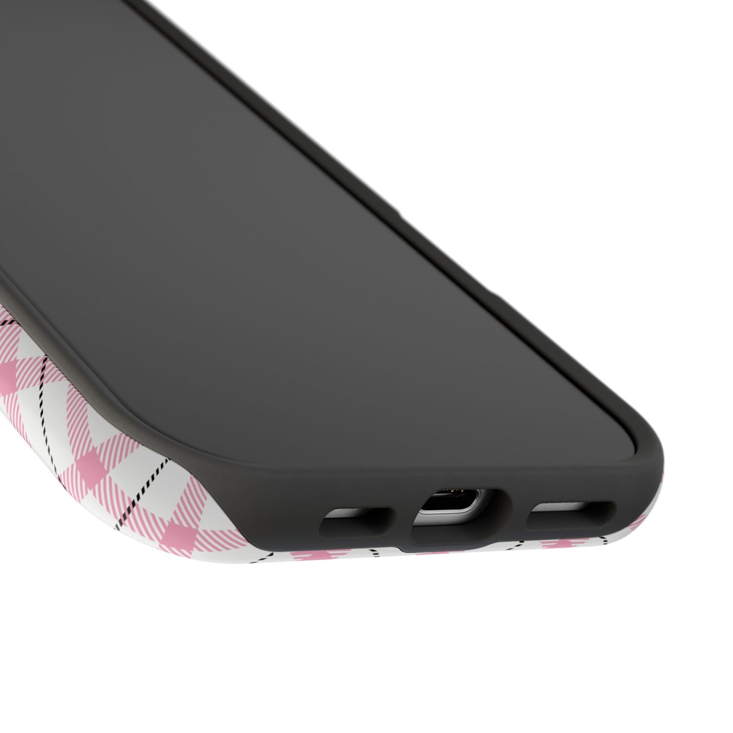 Impact-Resistant Phone Case - Pink Black Plaid