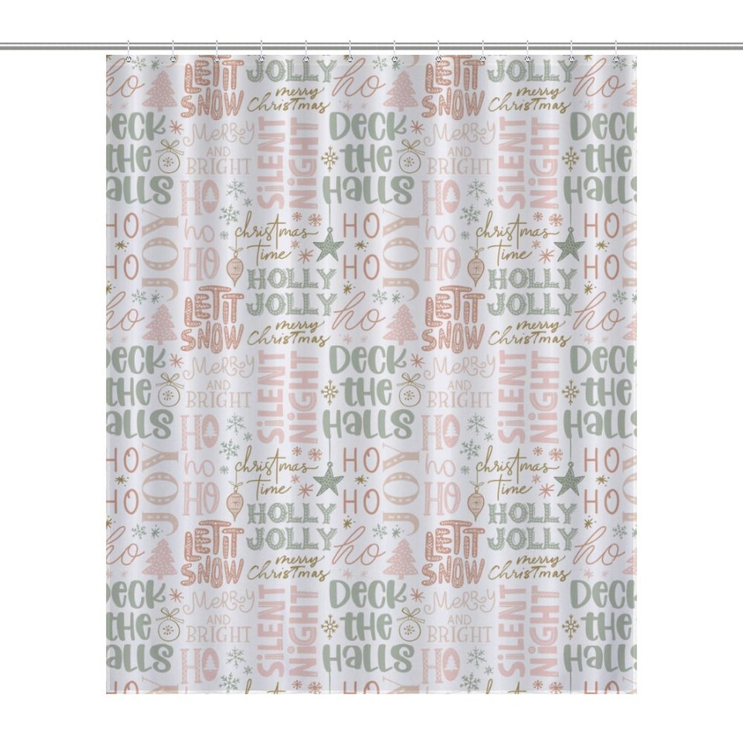 Lightweight Shower Curtain- Christmas Phrases