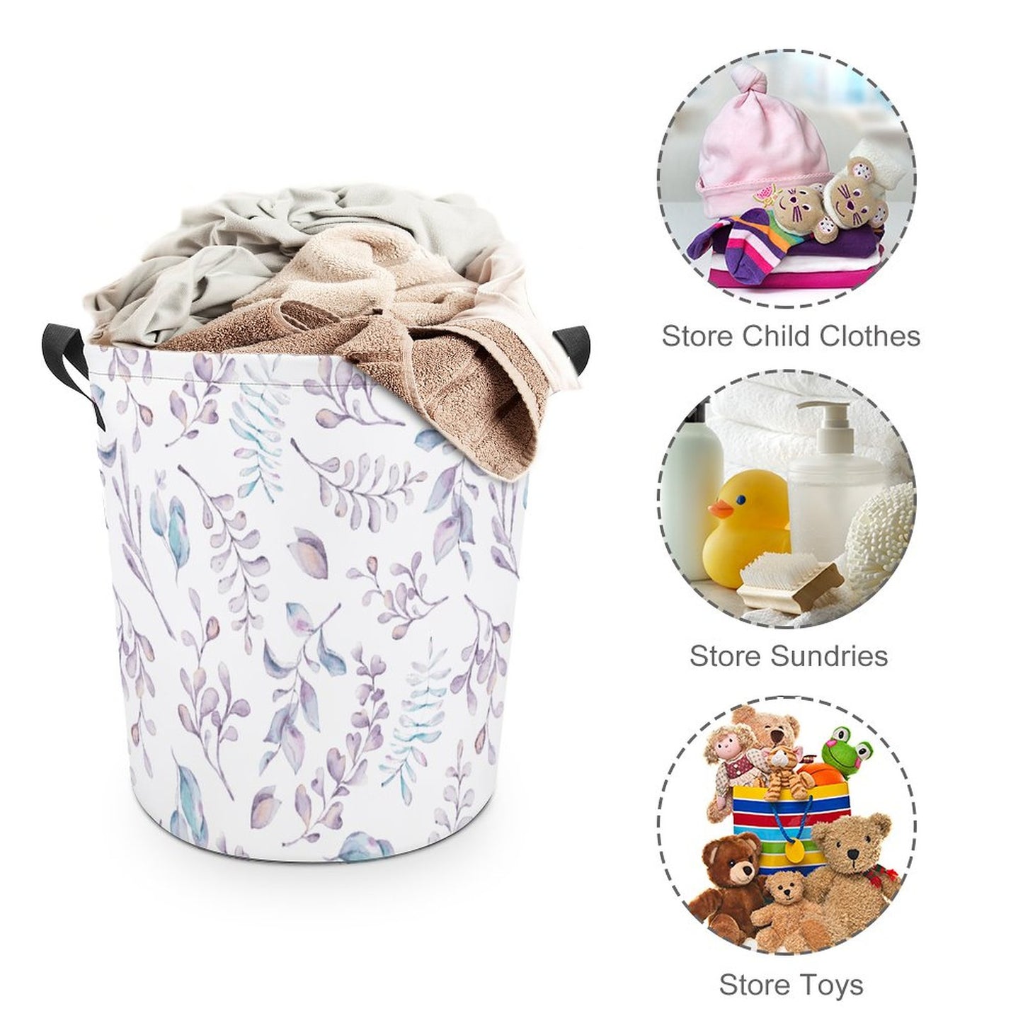 Collapsible Laundry Hamper- Elegant Lavender Blues