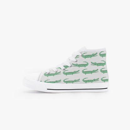 Boys Crocodile Green Kid’s High-Top Canvas Shoes