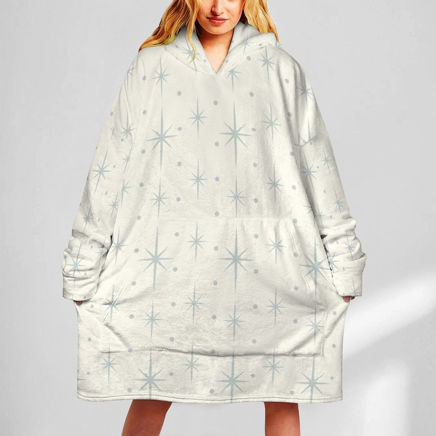 Oversized Soft Wearable Blanket Neutral Winter Stars