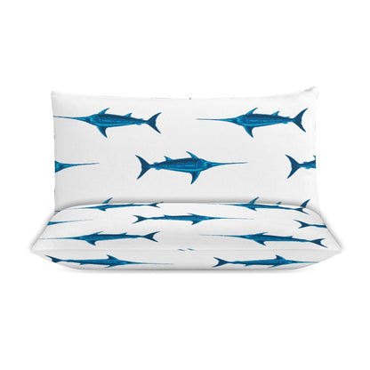 Boy's Bedding Set-90"x90" Full-Queen Blue Swordfish Duvet Cover