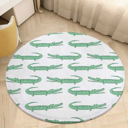 Round Plush Bath Mat- Preppy Crocodile