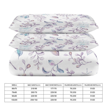 Elegant Lavendar Floral 3-Piece Bedding Set-90"x90" Full, Queen Reversible Floral Duvet Set