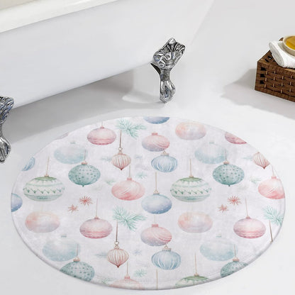 Round Plush Bath Mat- Pastel Ornaments