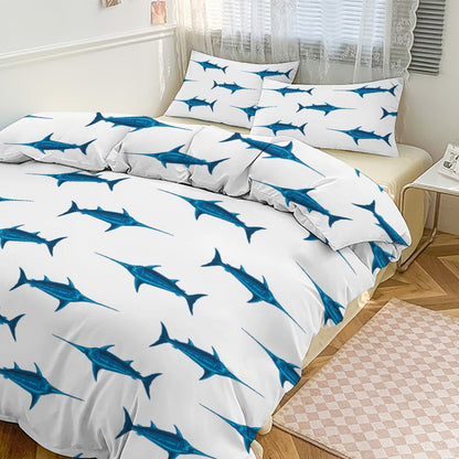 Boy's Bedding Set-90"x90" Full-Queen Blue Swordfish Duvet Cover