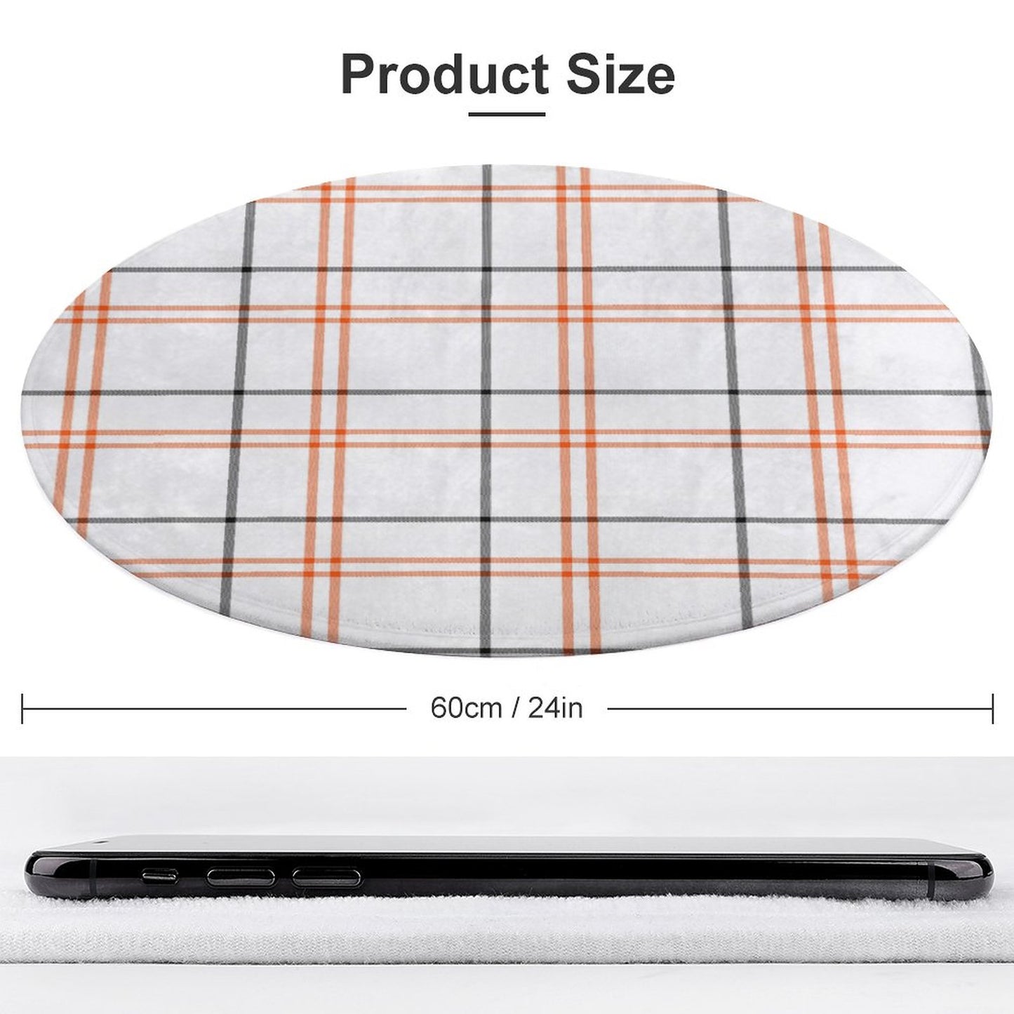 Round Plush Bath Mat- Fall Tartan Plaid